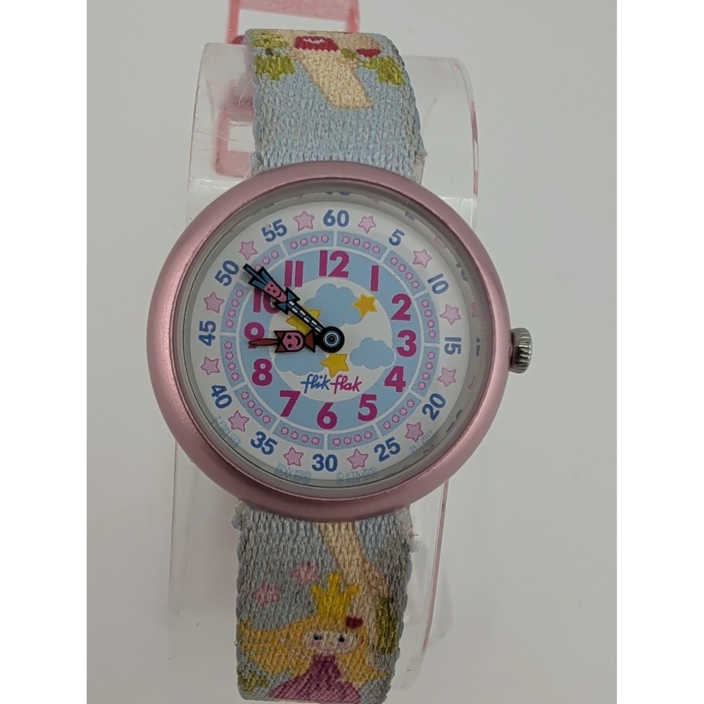Flik Flak Princess Girls Watch 30mm Multicolor Dial Pink Swiss- New Battery